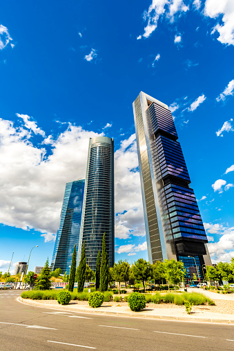Madrid business district with four Skyscrapers