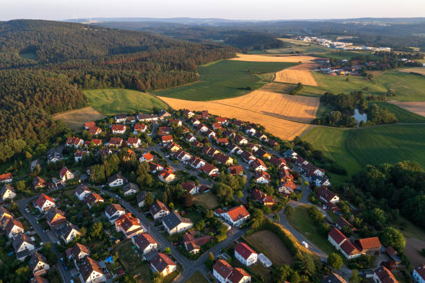 istock Village at sunset aerial view 1468461307
