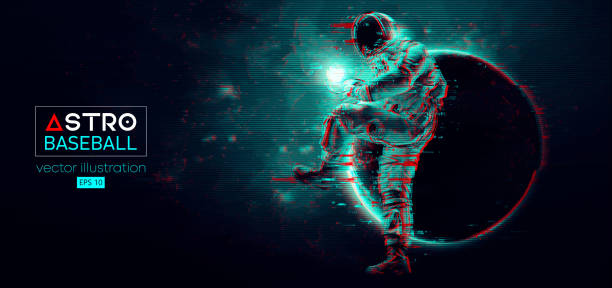istock Baseball player astronaut in space action and planets on the background of the space. Vector illustration 1468461321