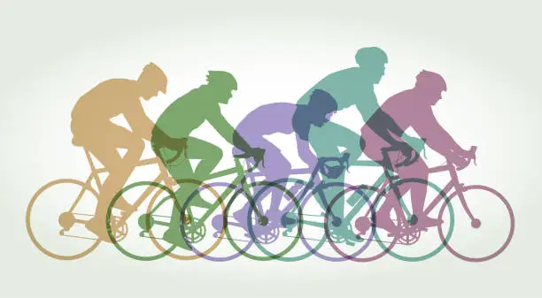 Vector illustration of Cyclists racing