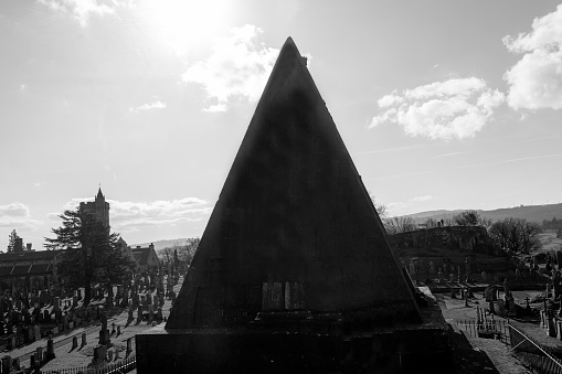 The Star pyramid of old town cemetery at stirling Scotland England UK