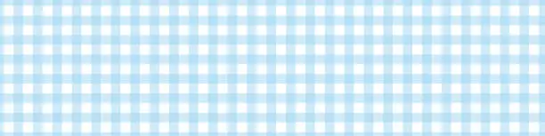 Vector illustration of Gingham blue picnic pattern. Tablecloth for Easter table. Texture for plaid. Vector illustration