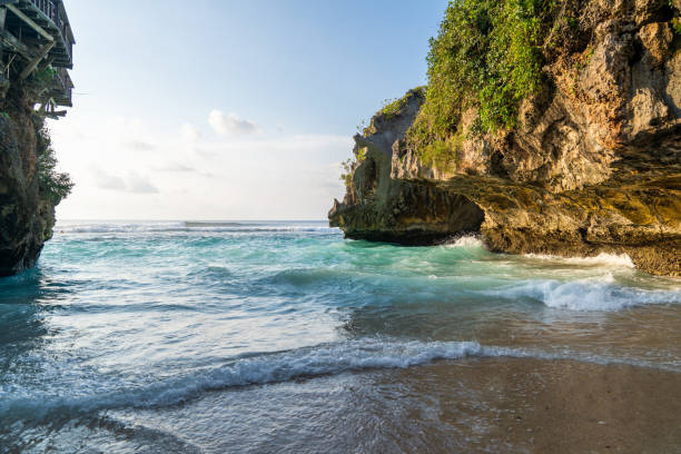 Bali, suluban beach caves. stock photo