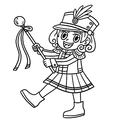 A cute and funny coloring page of a Mardi Gras Majorett. Provides hours of coloring fun for children. Color, this page is very easy. Suitable for little kids and toddlers.