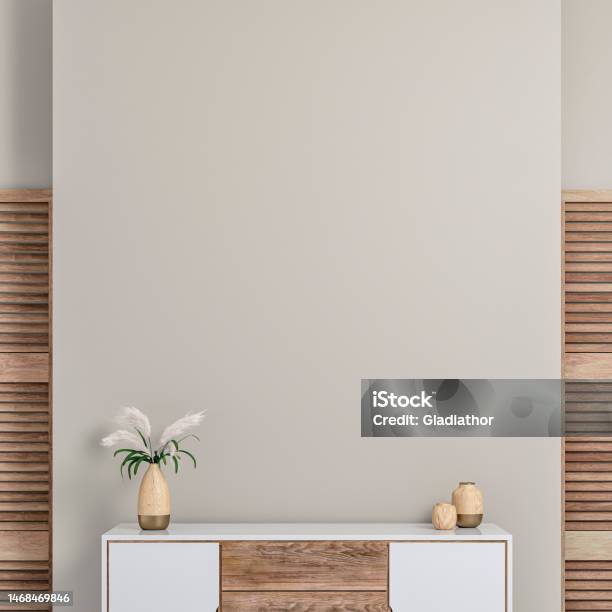 Cozy Retrochic Interior With An Artdeco Cabinet And 50s 60s Decoration Stock Photo - Download Image Now