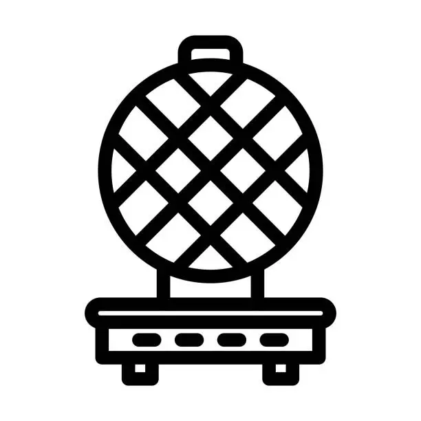 Vector illustration of Waffle Iron Thick Line Icon