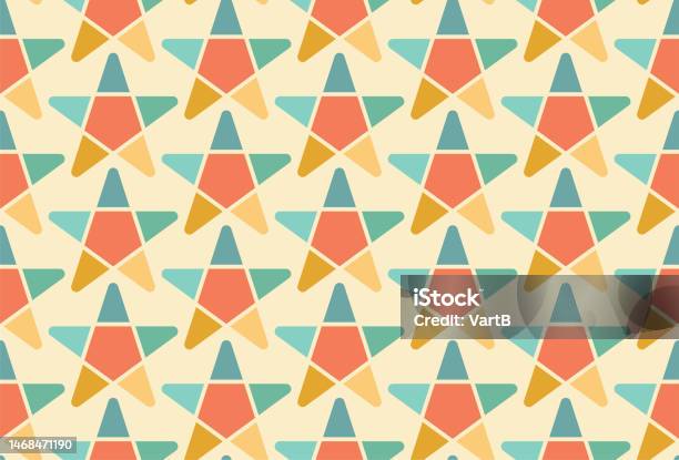 Retro Abstract Star Pattern Retro Seamless Pattern Star Vintage Carnival Flat Stock Illustration ...