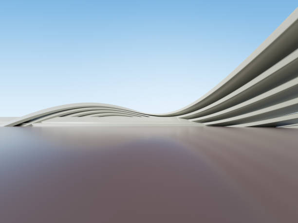 istock 3d render of abstract futuristic architecture with empty concrete floor. 1468471512