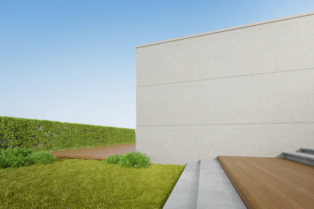 istock 3d render of abstract building with concrete wall. 1468471522