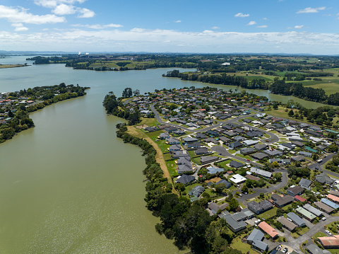 Waiuku City aerial view in South Auckland, New Zealand