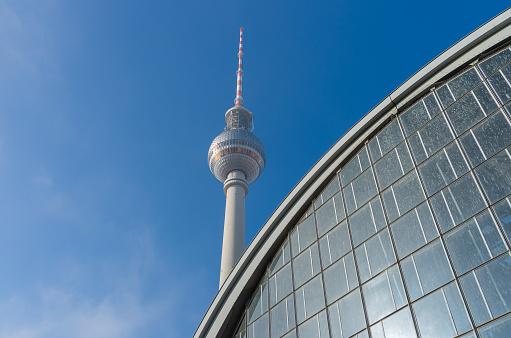 Railway station and  communications tower at  Berlin Alexanderplatz