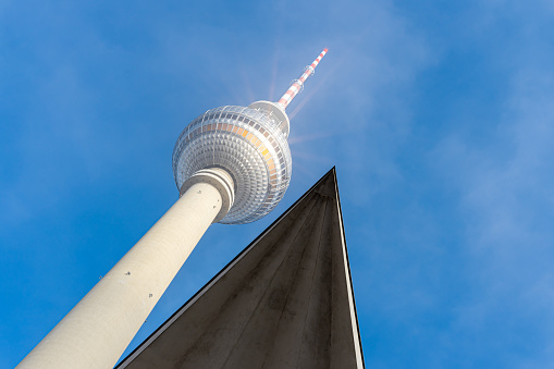 Berlin communications tower at famous  Berlin Alexanderplatz