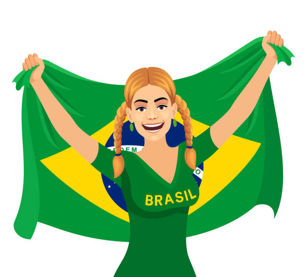 istock Brazilian Young Woman Celebrating with Brazil Flag. 1468476225