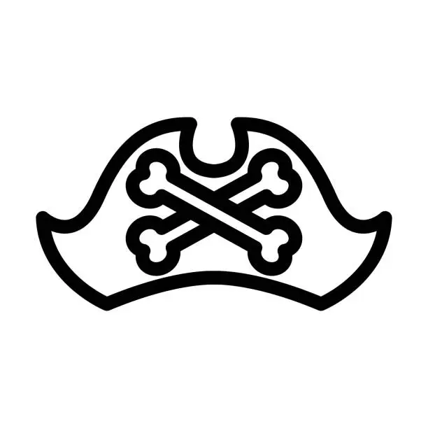 Vector illustration of Captain Hat Thick Line Icon