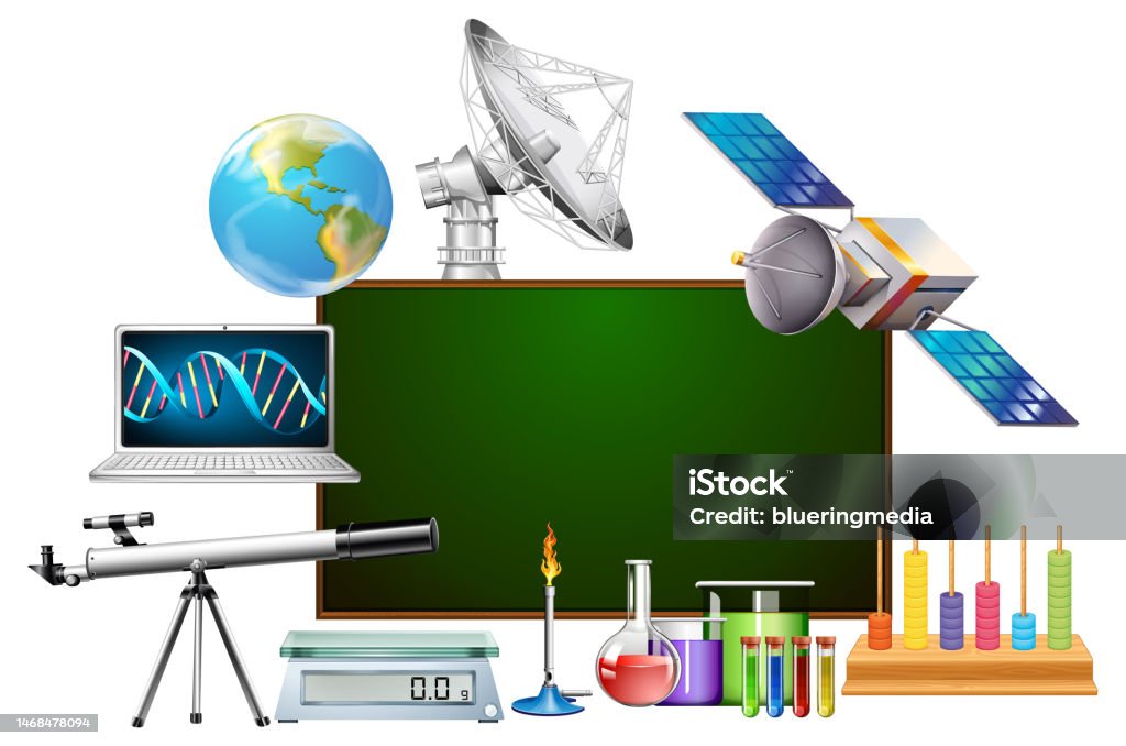 Science Based Objects Empty Board Template Decorated With Science Objects Stock Illustration ...