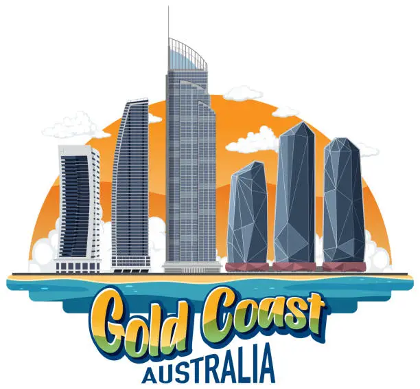 Vector illustration of Gold Coast Australia Building Landmark