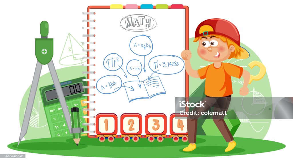 Boy Simple Math Boy With Math Equation Banner Stock Illustration - Download Image Now ...