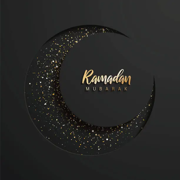 Vector illustration of Simple, elegant, glittering Ramadan moon