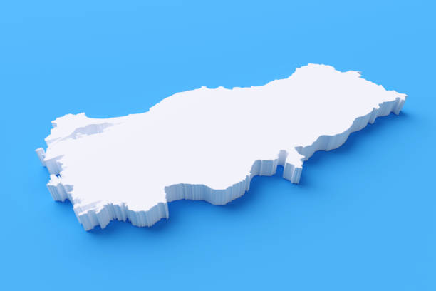 International border of Turkey on blue background. Horizontal composition.