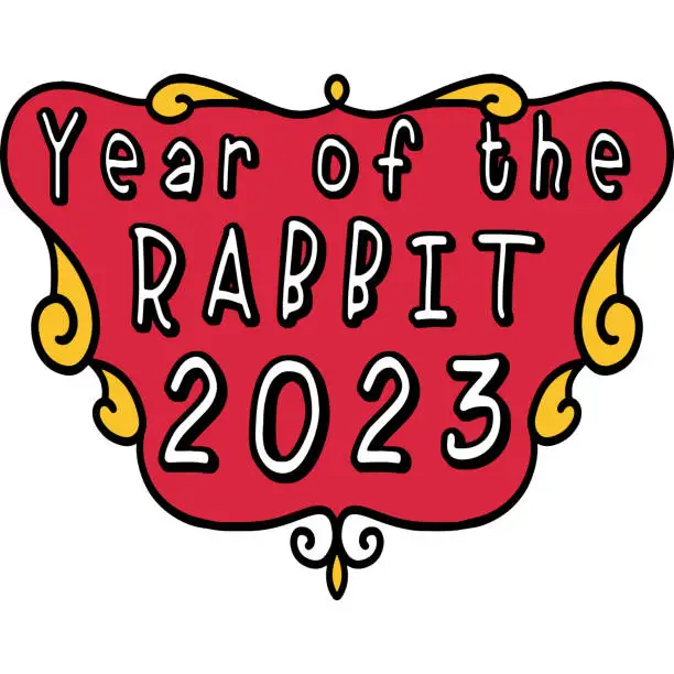 Vector illustration of Year of Rabbit 2023 Cartoon Colored Clipart