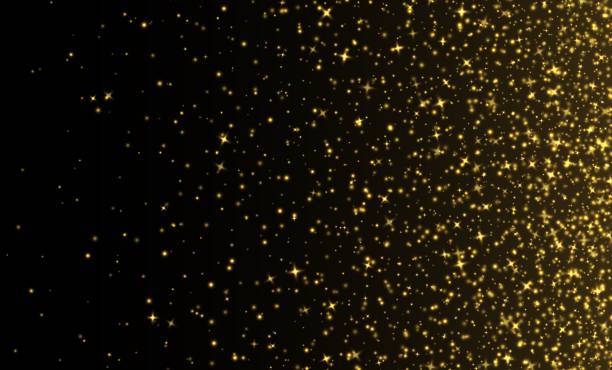istock Golden sparkles, abstract luminous particles, yellow stardust. Flying Xmas glares and sparks. Luxury background. 1468484341