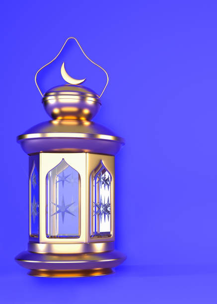 istock 3d golden lantern for vertical Ramadan background, 3d render illustration. 1468490533