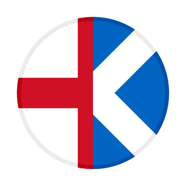 Vector illustration of round icon of england and scotland flags. vector illustration isolated on white background