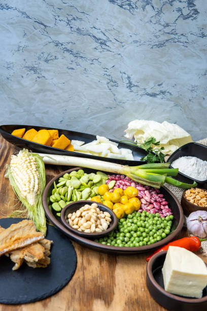 istock Ingredients to prepare fanesca with background for copy space 1468498908