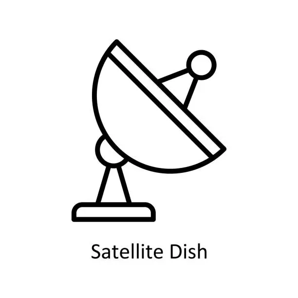 Vector illustration of Satellite Dish Vector Outline icon Design illustration. Communication Symbol on White background EPS 10 File