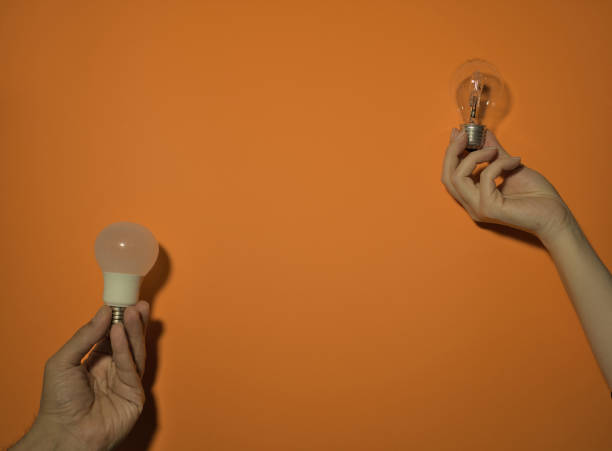istock Demonstration of halogen lamp and LED lamp 1468501684