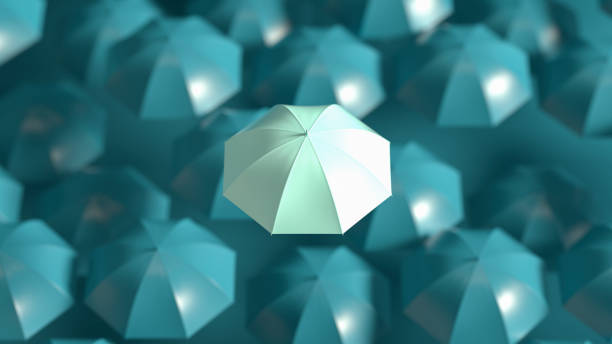 Umbrella, Standing out from the Crowd, Leadership 3D Rendering Umbrella Standing out from the Crowd, Leadership Concept. insurance stock pictures, royalty-free photos & images