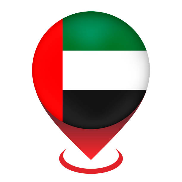 ilustrações, clipart, desenhos animados e ícones de ponteiro de mapas com contry emirados árabes unidos. bandeira dos emirados árabes unidos. ilustração vetorial. - united arab emirates flag united arab emirates flag interface icons