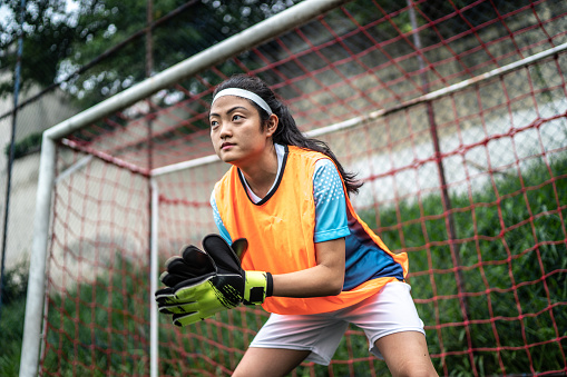 Focused goalie in the goal