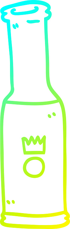 cold gradient line drawing of a cartoon bottle of pop