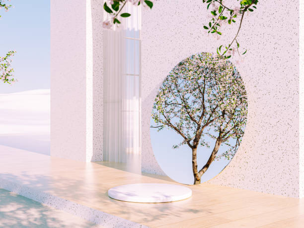 istock Natural beauty podium backdrop with spring sakura cherry blossom tree. 1468512686