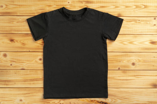 Black color plain t-shirt with copy space
