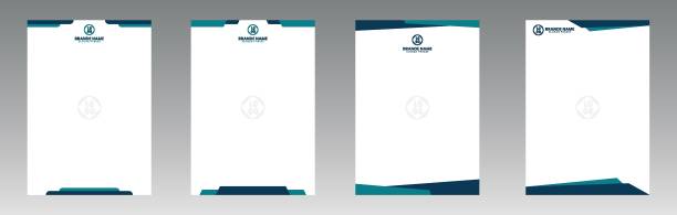 Letterhead set, different designs with same style Set of Modern Business cyan and blue Letterhead Design Template, Abstract Design, Corporate Business - Letterhead Template, Multipurpose, elegant concept - Vector EPS file simple letterhead design stock illustrations