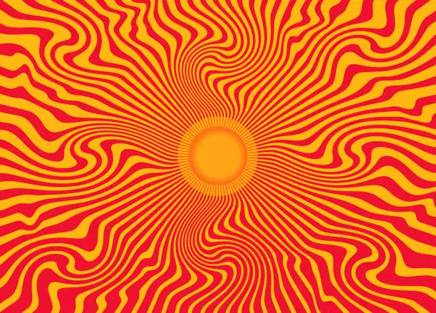 Vector illustration of Psychedelic Sun with Sunbeams