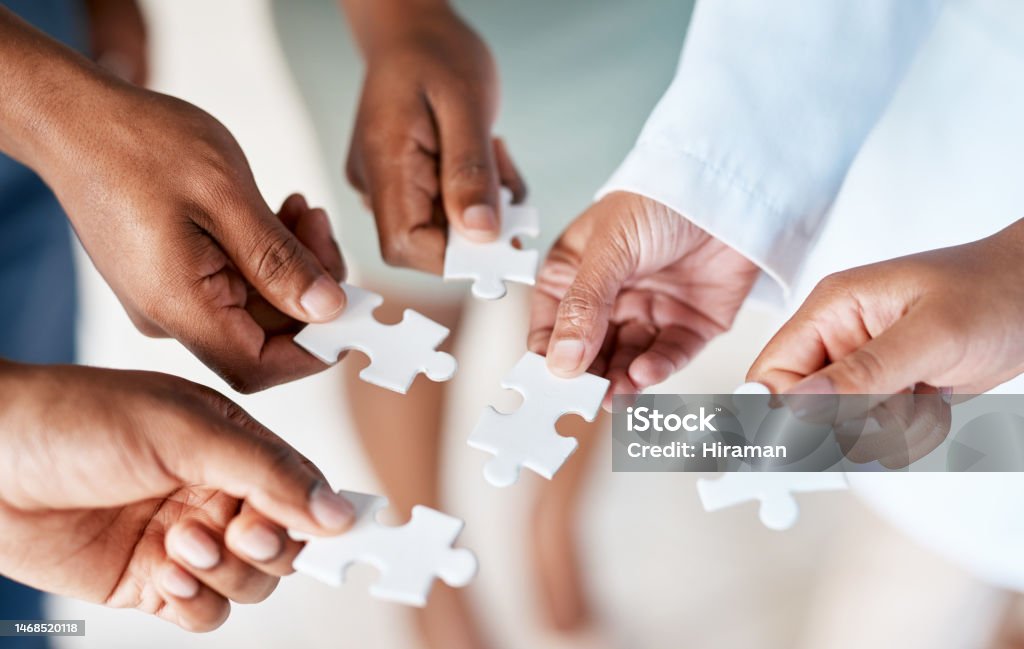 Medical Problem Solvers Puzzle Problem Solving And Doctor Hands With Collaboration Teamwork And ...