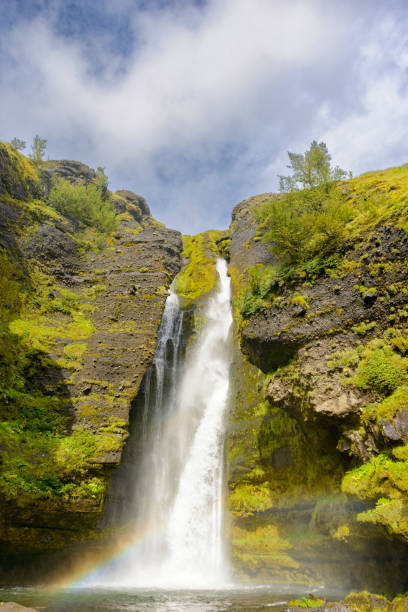 Waterfall near Seljalandsfoss in South Central Iceland during a beautiful day in summer.