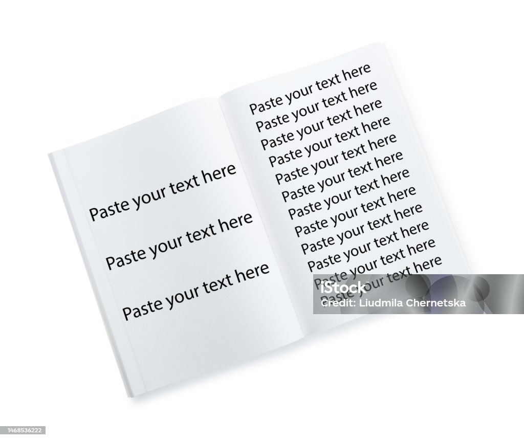 Notebook With Text Open Notebook With Many Phrases Paste Your Text Here On White ...