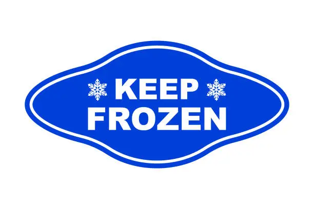 Vector illustration of Keep frozen label. Keep frozen - badges for product. Keep frozen product labels. Storage in refrigerator and freezer. Suitable for product label. Vector illustration isolated on white background