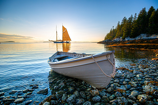 istock Rowboat and Schooner, Maine Island 1468538110