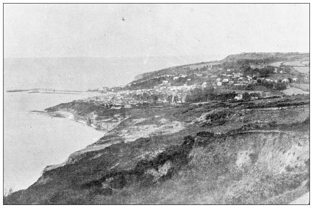 istock Antique photograph of Dorset, England: Lyme Regis, from Charmouth fields 1468540834