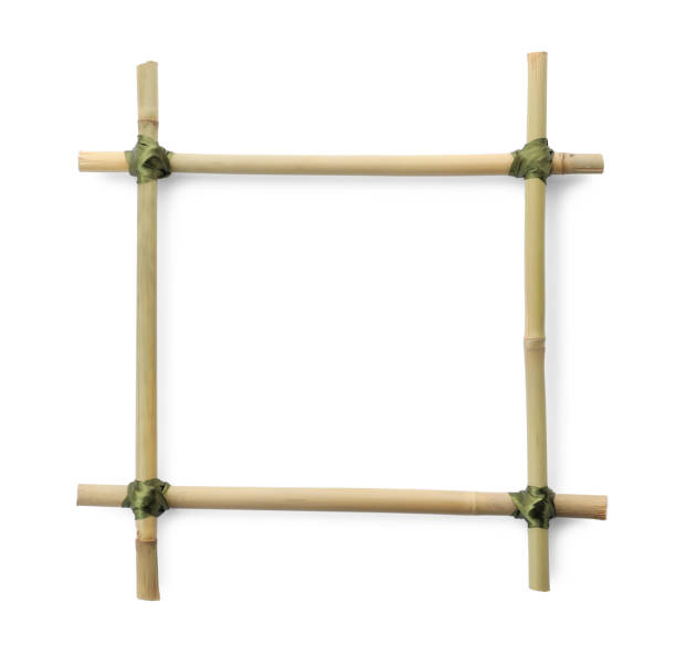 istock Empty frame made of bamboo sticks isolated on white 1468542117