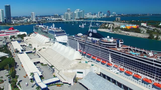 Miami Port in Florida, aerial view