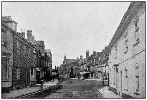 Antique photograph of Dorset, England: South Street, Wareham Antique photograph of Dorset, England: South Street, Wareham south street seaport stock illustrations