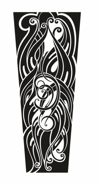 tatuaż plemienny abstrakcyjny rękaw - tattoo sleeve stock illustrations