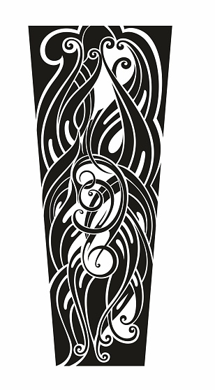 Tattoo tribal abstract sleeve, black arm shoulder tattoo fantasy pattern vector art design isolated on white background