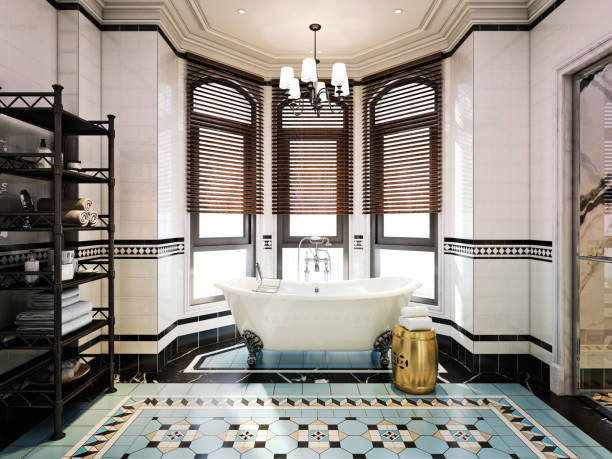 istock 3d render of retro style bathroom 1468548976